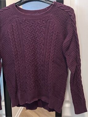 Old Navy Cable Knit Crewneck 100% Cotton Sweater - Plum